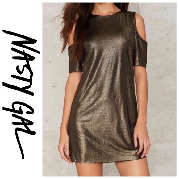 Nasty Gal Dresses & Skirts - COPY - 💕SALE💕Nasty Gal Gold Cold Shoulder Cutout Dress